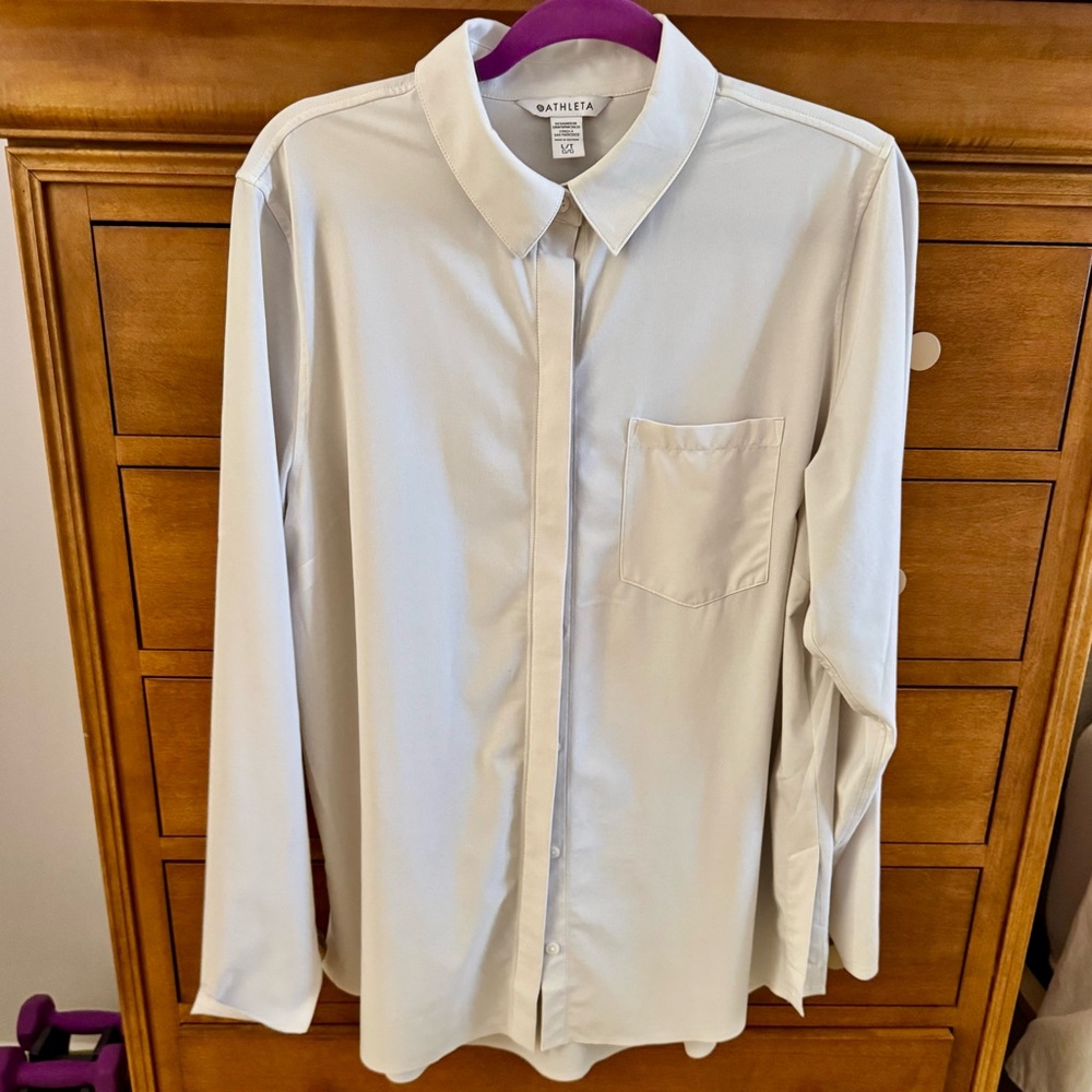 Bundle THREE Neutral Button Up Blouses Size Large - Picture 4 of 4